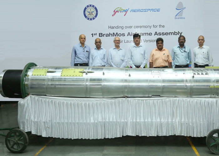 Godrej Aerospace delivers the first airframe assembly for the Air launched version of the BrahMos Missile