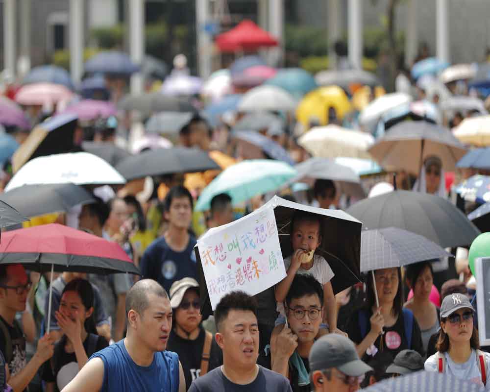 'P is for protest': Hong Kong families join pro-democracy rally