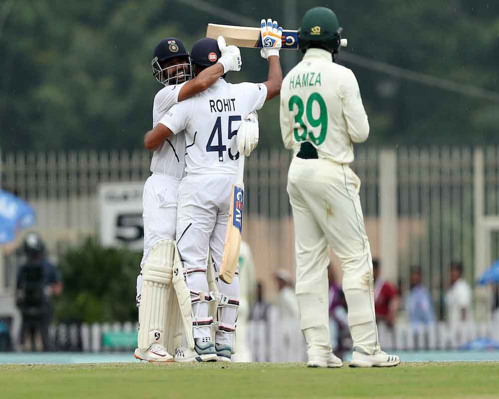 Rohit makes another century, India take tea at 205/3