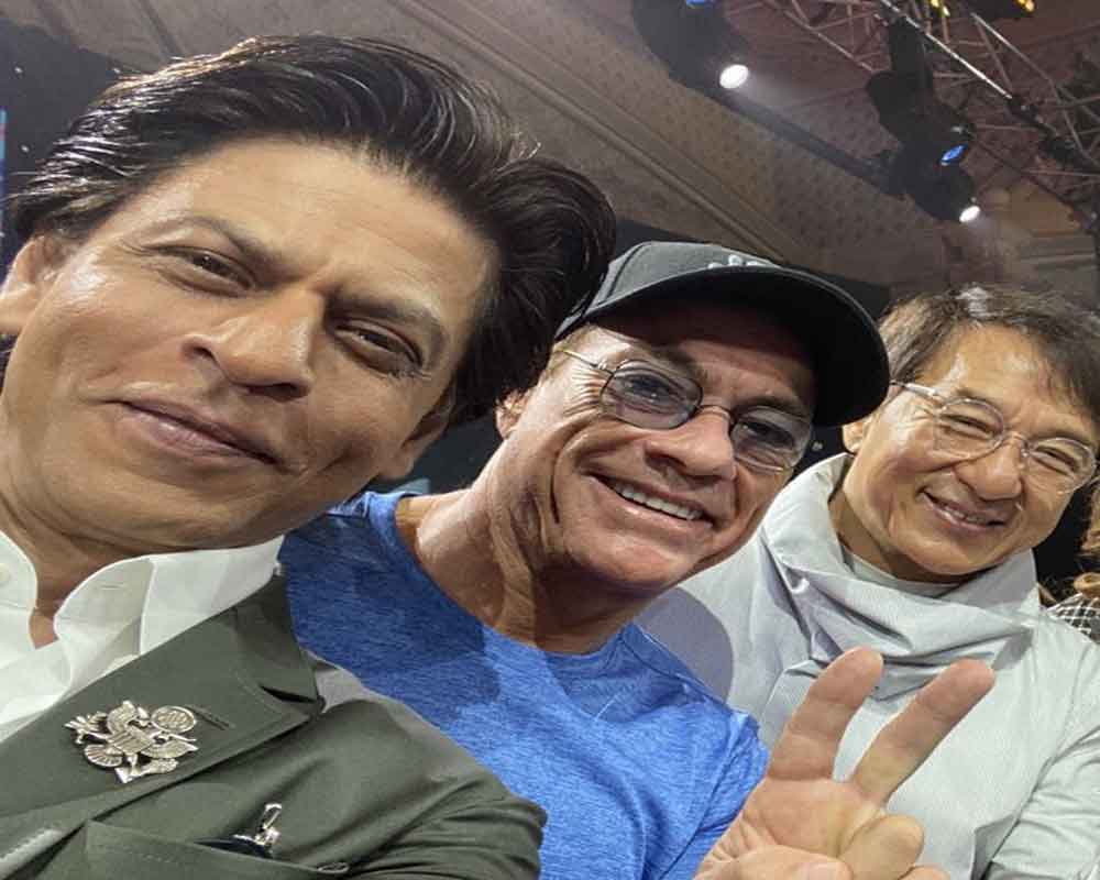 Shah Rukh meets his 'heroes' Jackie Chan and Jean-Claude Van Damme