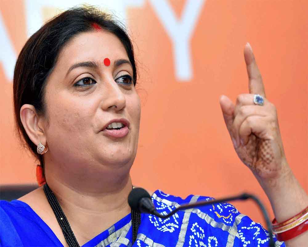 Smriti urges BJP workers to exercise restraint, attacks Rahul