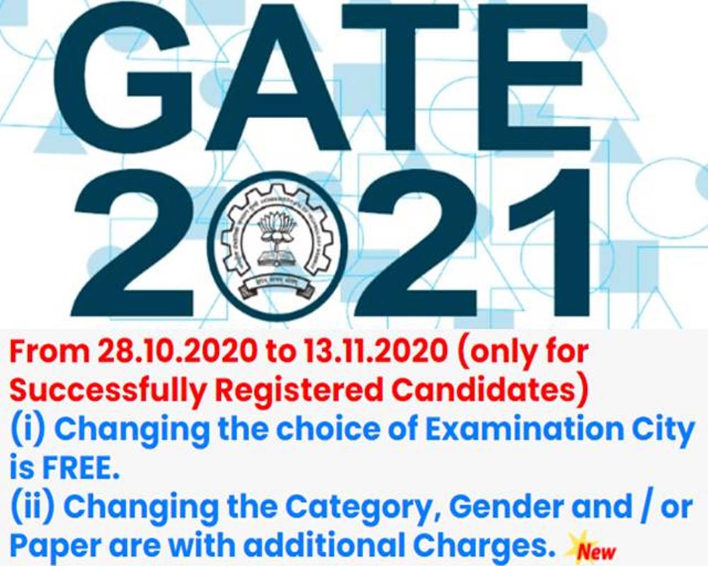 GATE 2021 Application Correction Window opened, Make changes until November 13