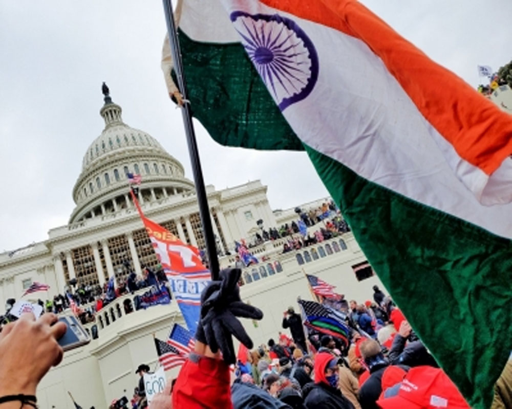 Indian flag seen at pro-Trump rally which some Indian-Americans joined