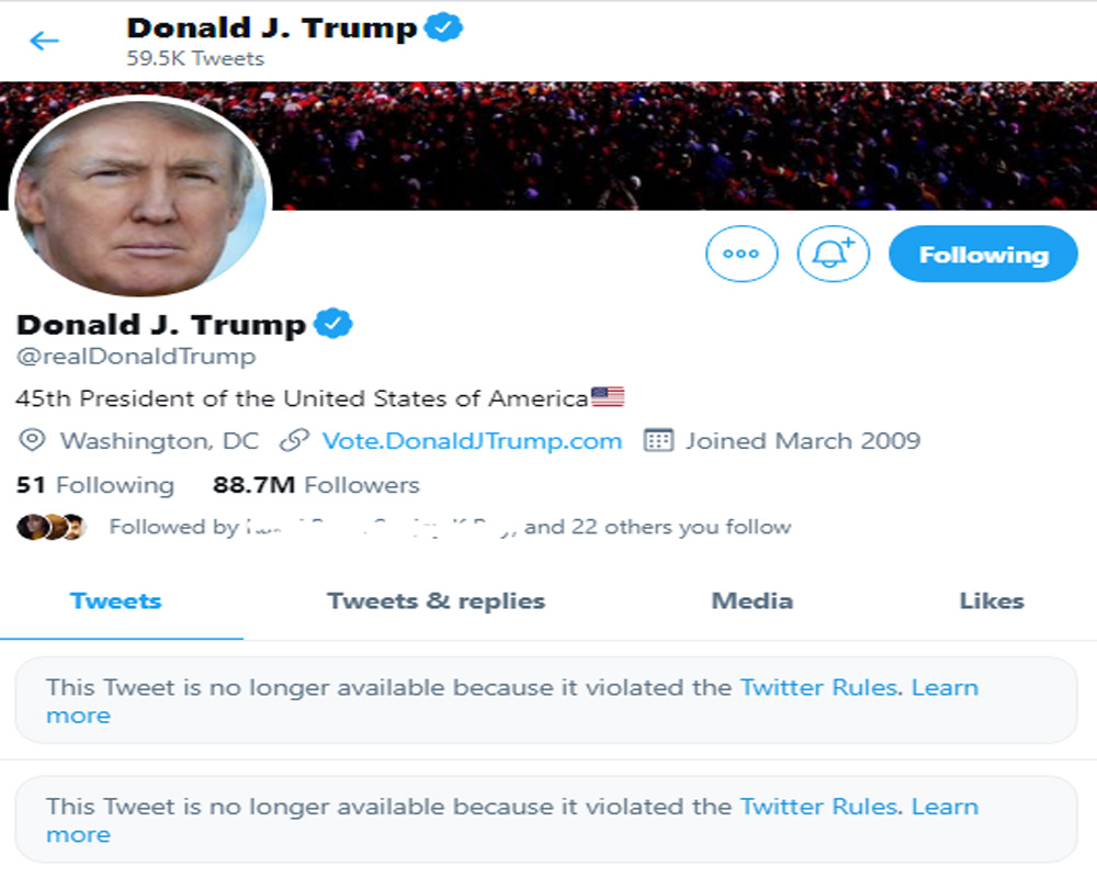 Twitter permanently suspends Trump