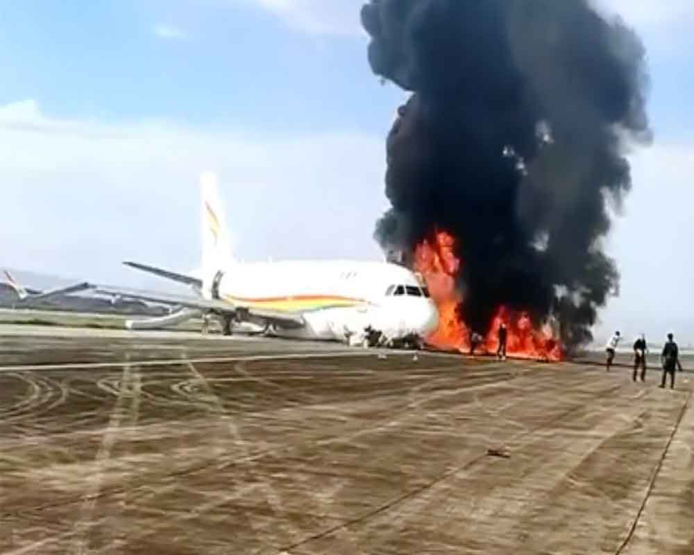 China's Tibet Airlines plane with 122 people veers off runway, catches  fire; over 40 injured