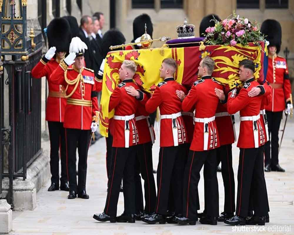 Hearse carrying Queen Elizabeth II's coffin sets off from London's Wellington Arch on its way to Windsor Castle
