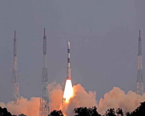 PSLV-C54 carrying earth observation satellite and co-passenger satellites lifts off