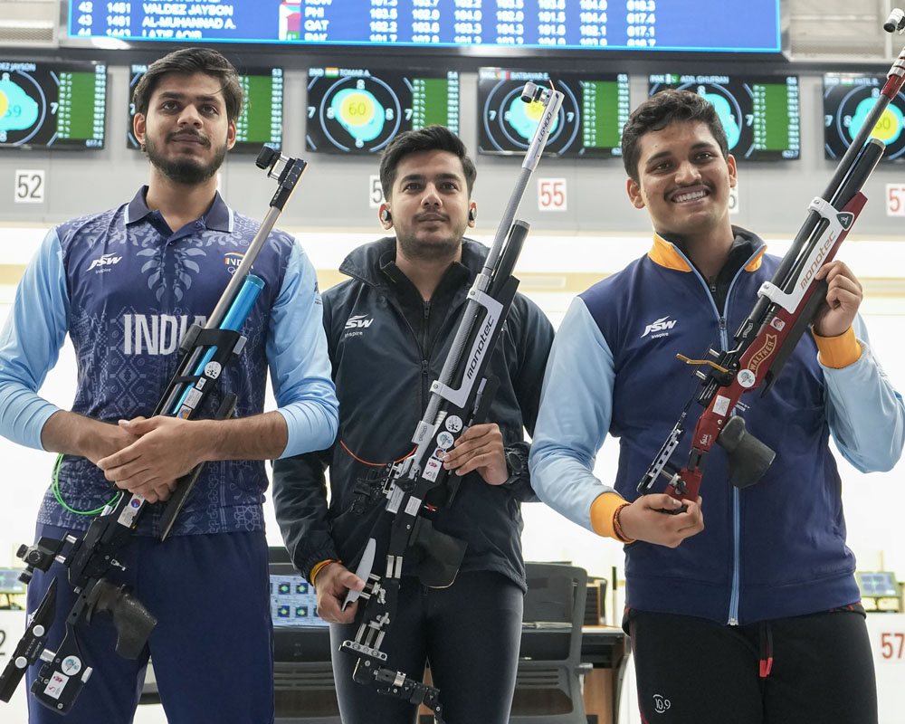 ​​​​​​​Indian 10m air rifle team claims gold with world record score, Aishwary bags individual bronze