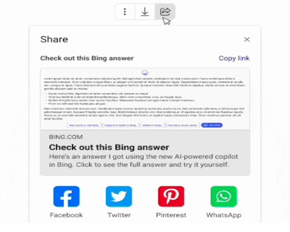 AI Bing's new feature lets users share chat responses