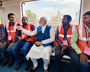 PM inaugurates new Metro line in Bengaluru, takes a ride with staff, workers, students