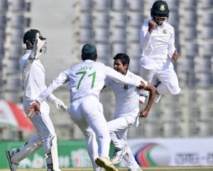 Taijul's 10-wicket haul leads Bangladesh to 150-run win against New Zealand in 1st test