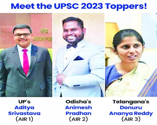 Aditya tops UPSC exams, Animesh second, Donuru third