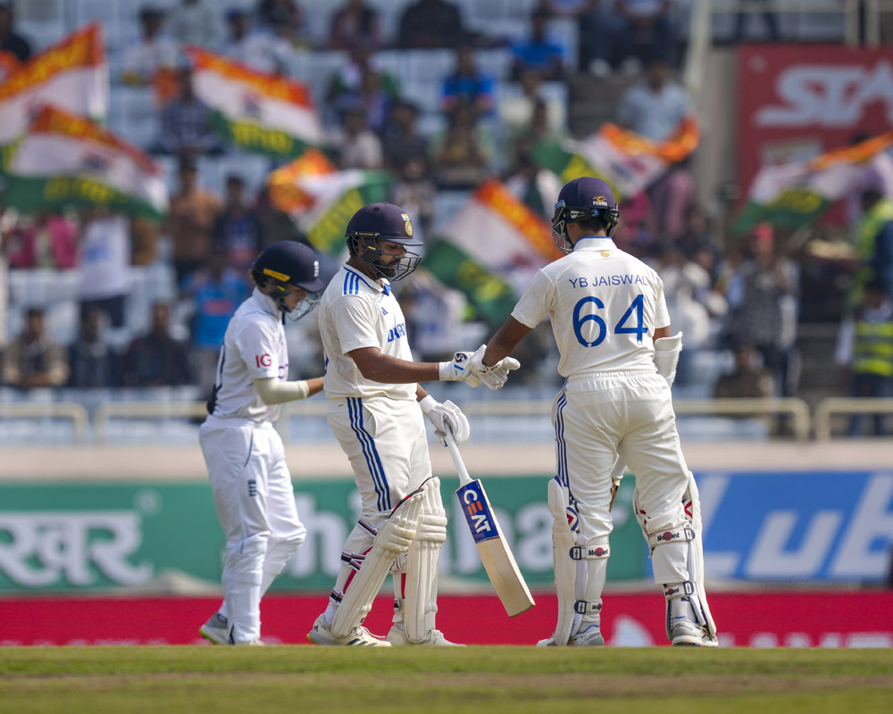 Rohit slams fifty before English spinners halt India's progress