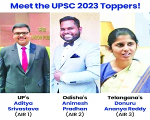 Aditya tops UPSC exams, Animesh second, Donuru third