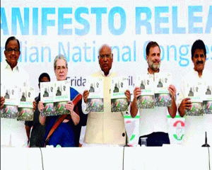 Congress releases Nyay Patra manifesto