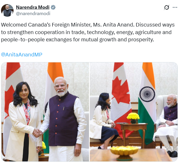 Modi, Anand meet as India-Canada ties thaw