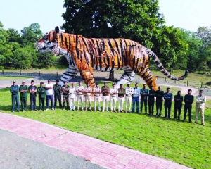 MP unveils tiger sculpture built entirely from scrap metal