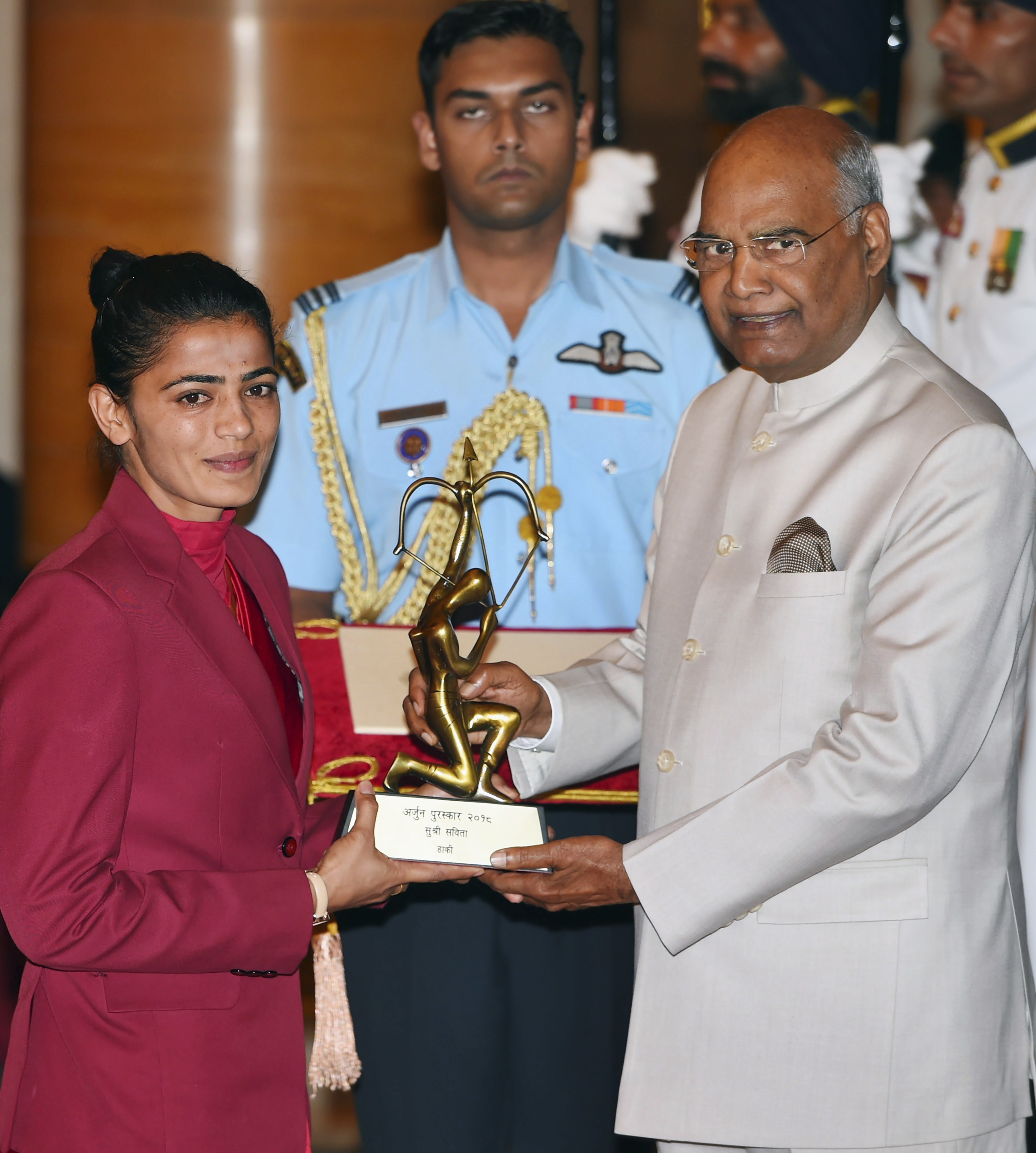 President Ram Nath Kovind presents Arjuna Award to hockey player Savita at the National Sports and Adventure Award 2018 function at Rashtrapti Bhawan in New Delhi - PTI