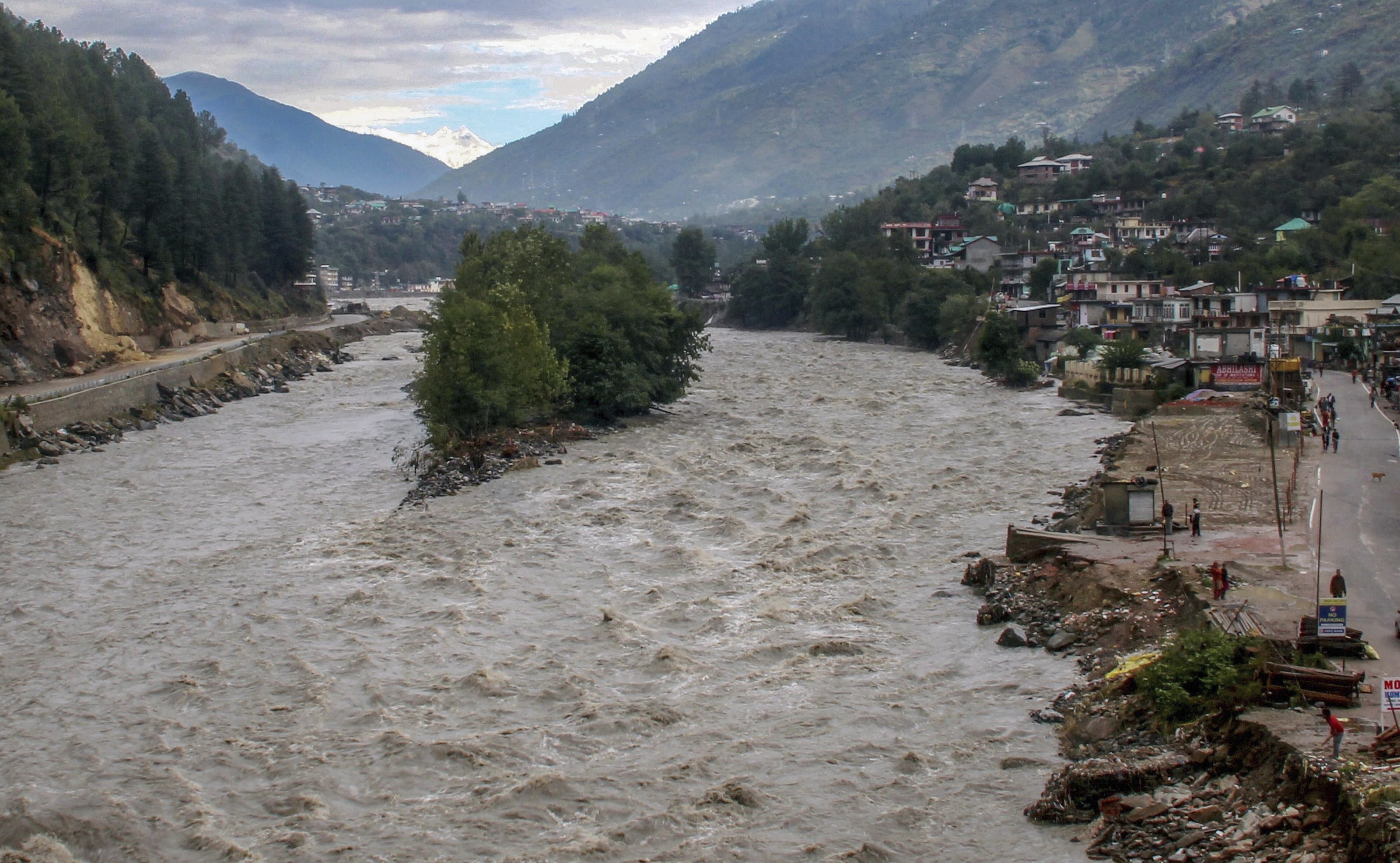A view of the Beas River after incessant rains, in Kullu, Himachal Pradesh - PTI