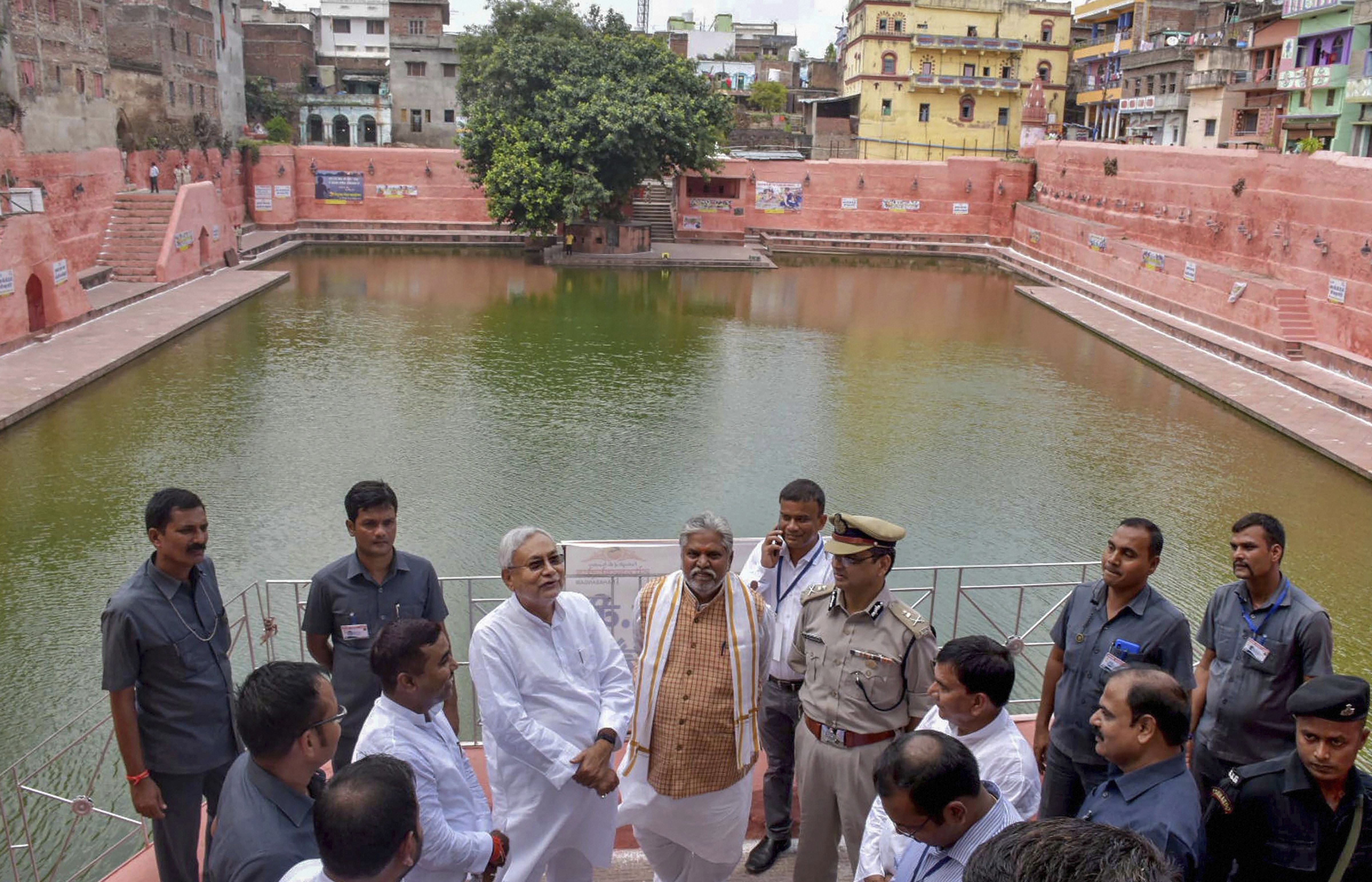 Bihar Chief Minister Nitish Kumar visits Surya Kund during the preparation of 'Pitripaksh Mela' in Gaya - PTI