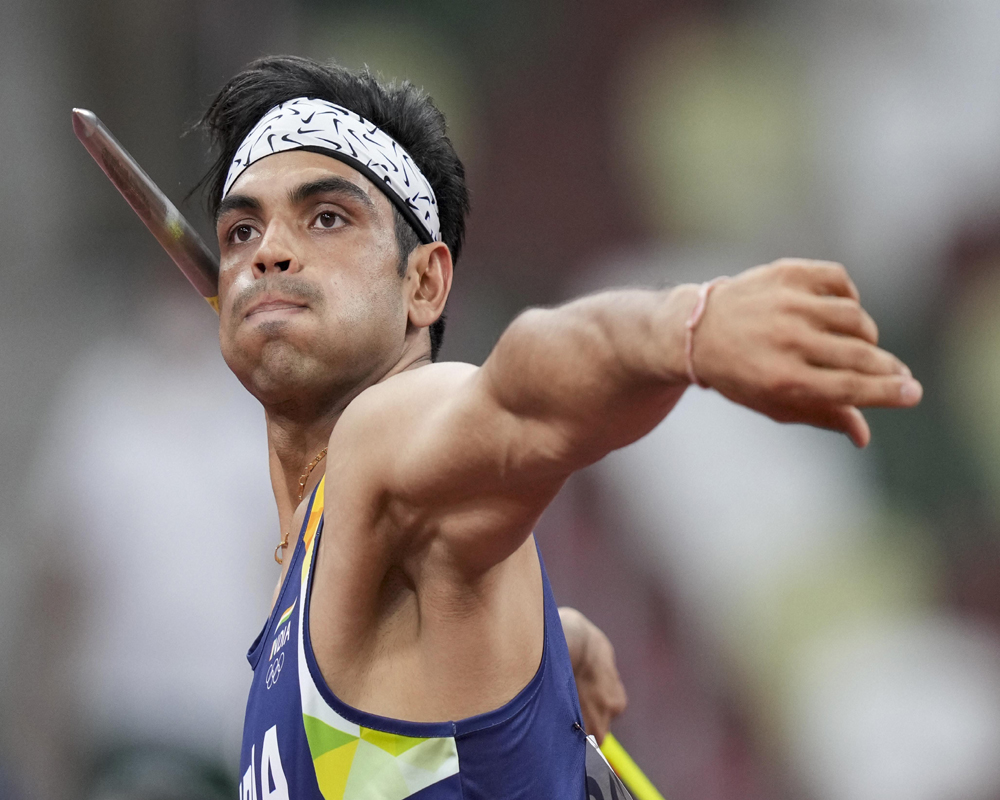 Neeraj Chopra, of India, competes in the men's javelin throw final at the 2020 Summer Olympics