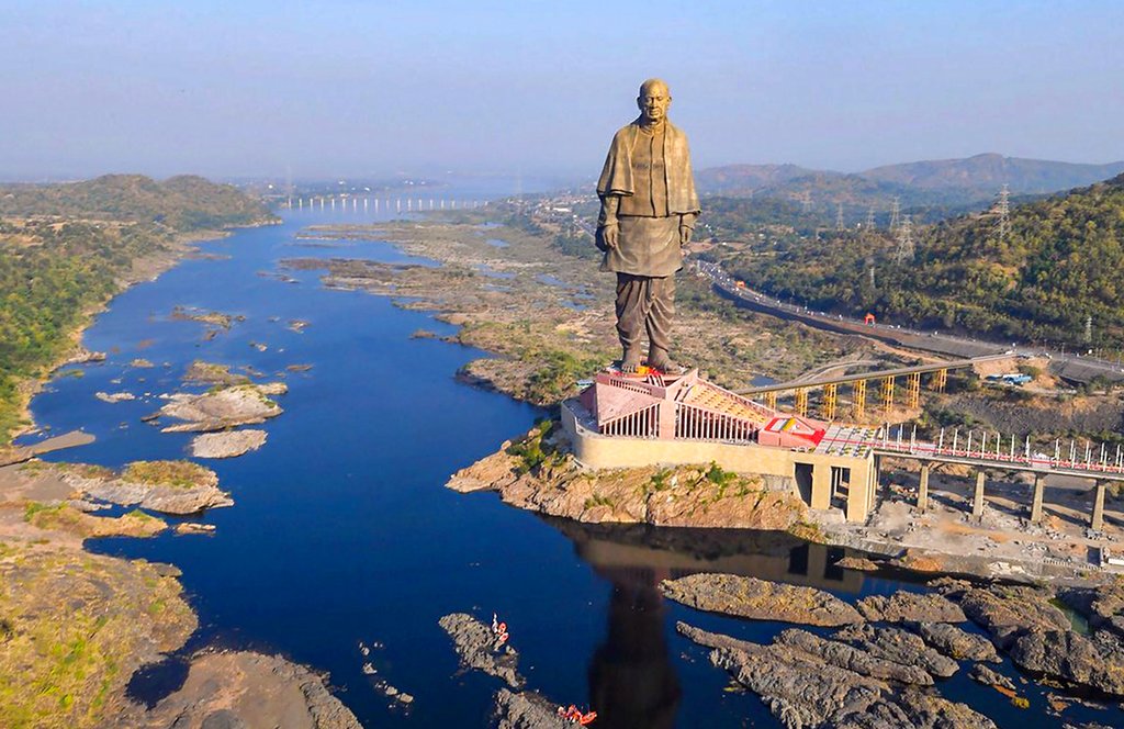 A view of the Statue of Unity, in Kevadia colony of Narmada district - PTI