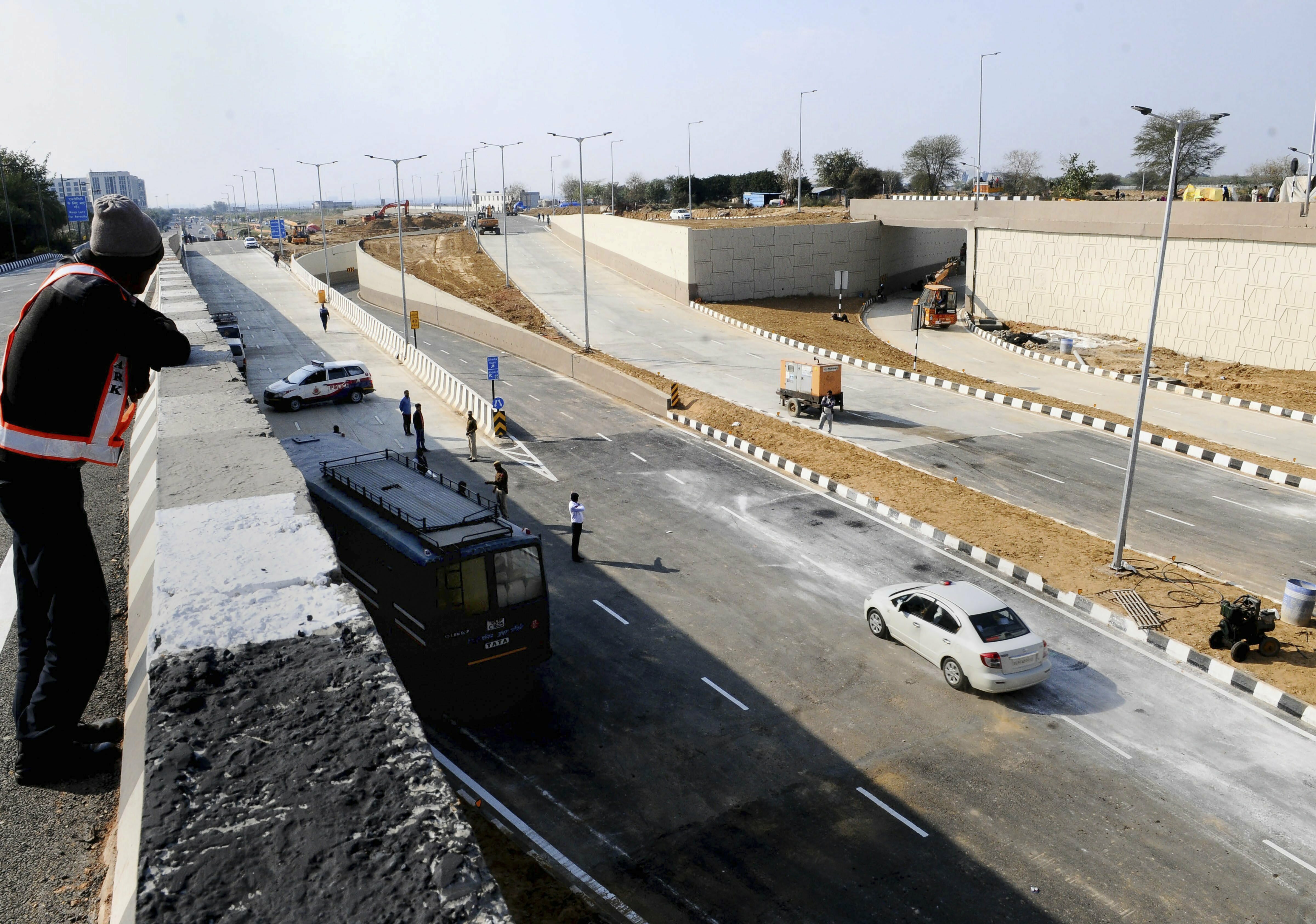 A view of newly constructed flyover and underpass between northern Mahipalpur bypass and airport road, in New Delhi - PTI
