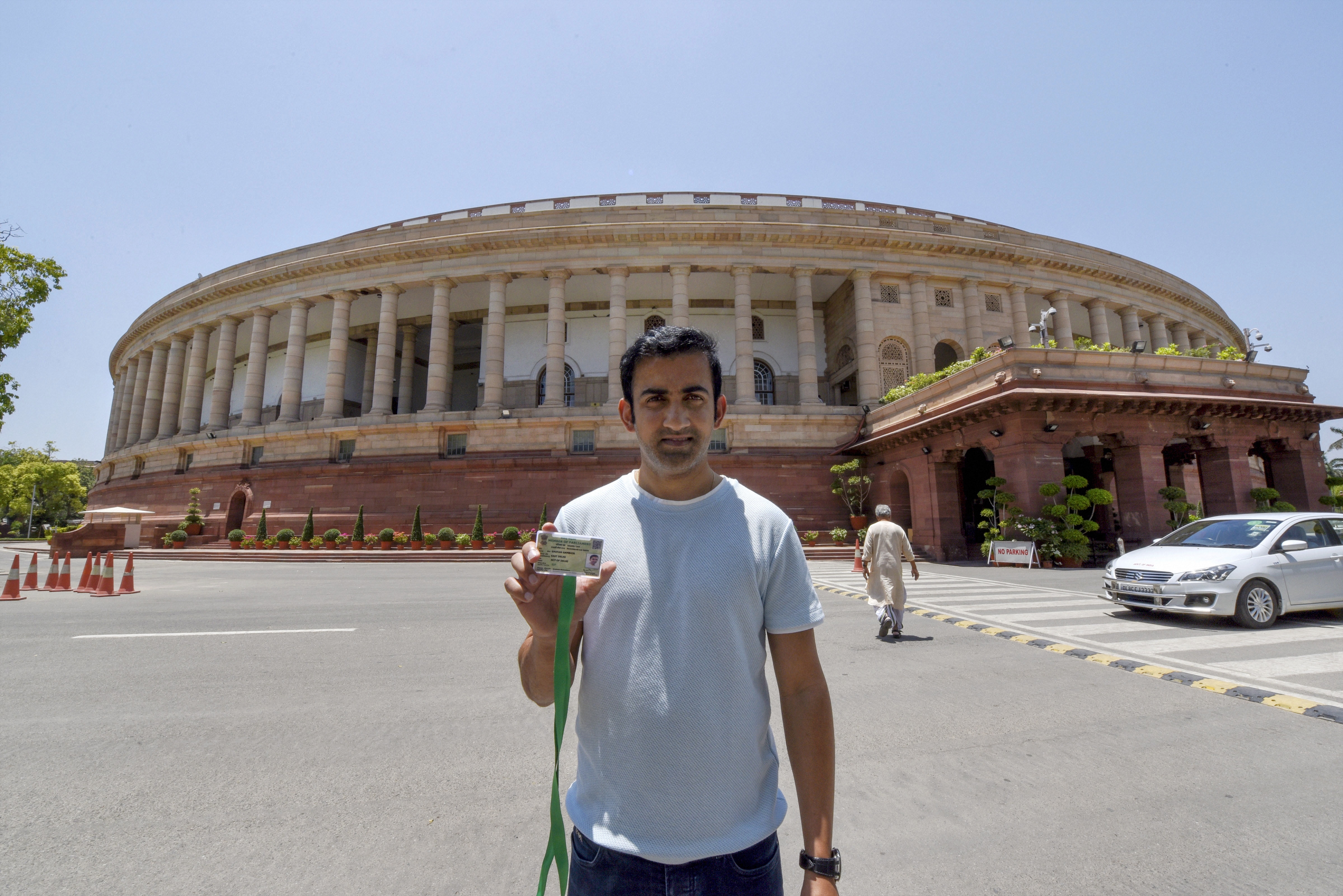 Newly-elected East Delhi MP Gautam Gambhir poses for a photograph at Parliament House, in New Delhi - PTI