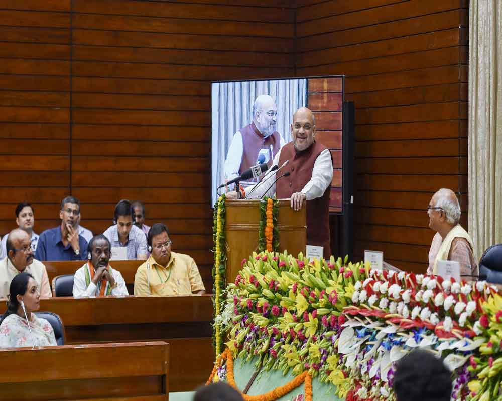 Home Minister Amit Shah addresses on the second day of the orientation programme for the newly-elected members of the 17th Lok Sabha, in New Delhi - PTI