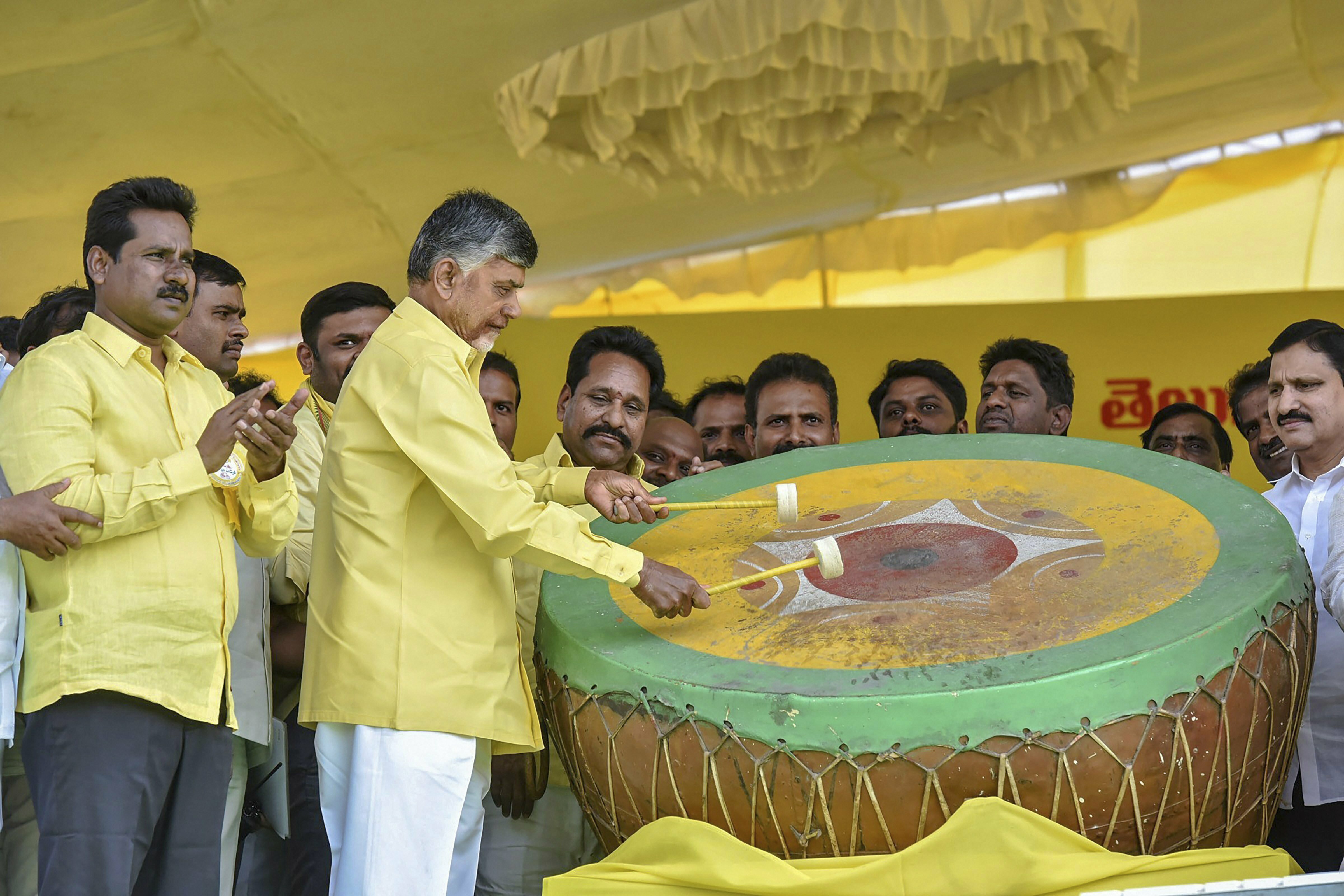 Telugu Desam Party National President and Andhra Pradesh Chief Minister N Chandrababu Naidu launches his election campaign, in Tirupati - PTI