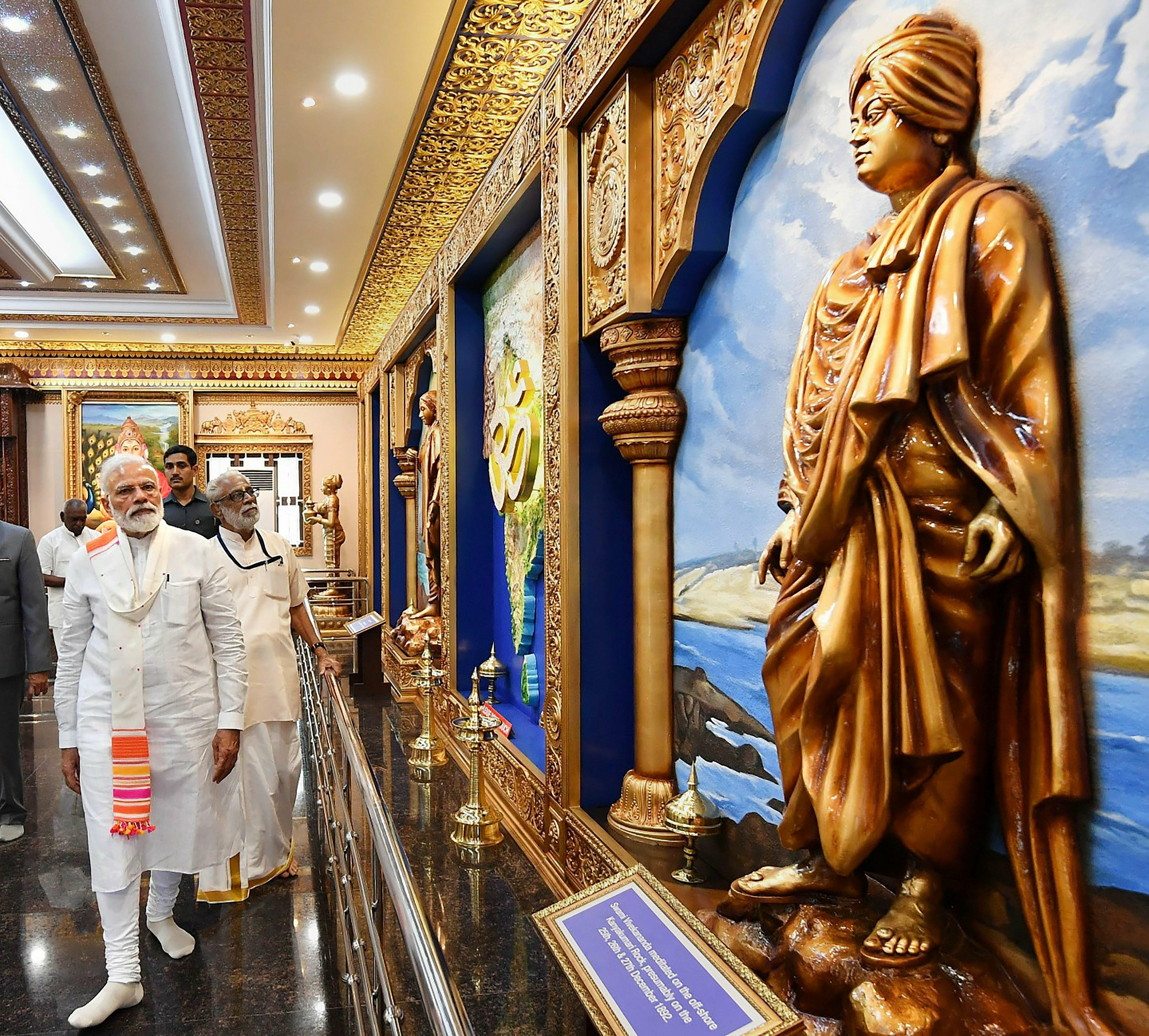 PM Narendra Modi during a visit to 'Ramayana Darshanam' in Kanyakumari - PTI