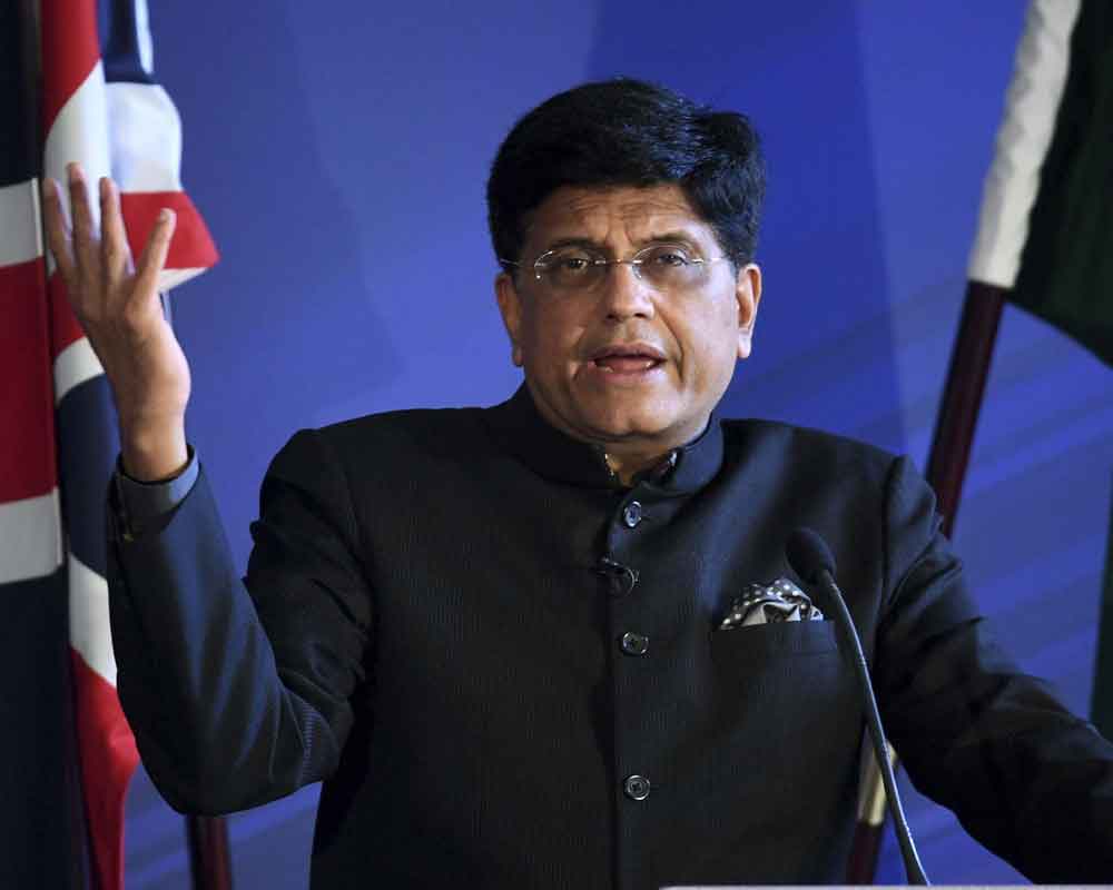 Piyush Ved Prakash Goyal, the Indian Government minister of Railways and Commerce, speaks at an India-UK Joint Economic and Trade Committee in London - PTI