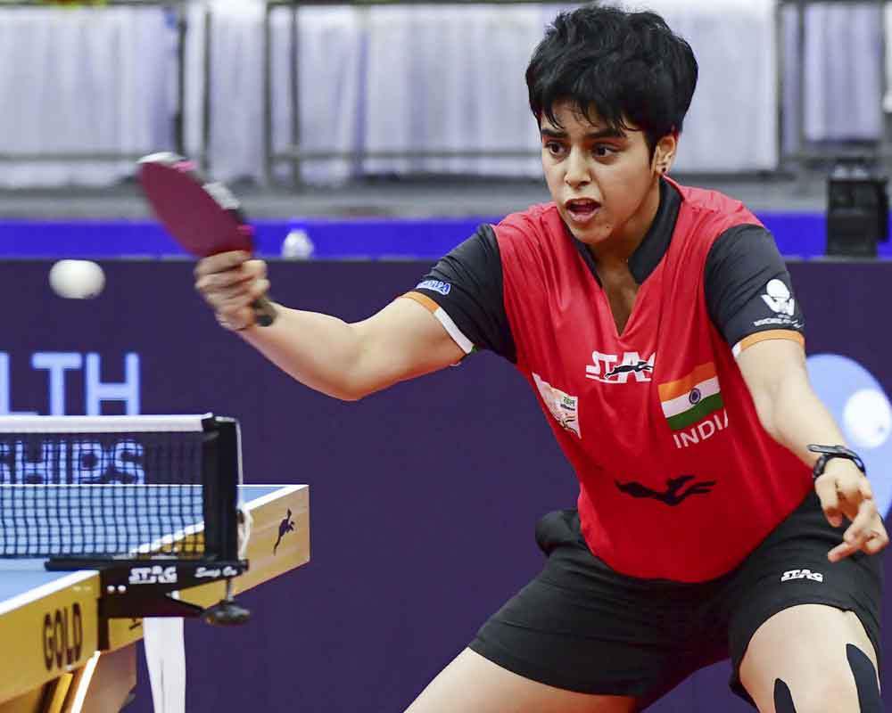 Archana Kamath in action during a match in the 21st Commonwealth Table Tennis Championship in Cuttack - PTI