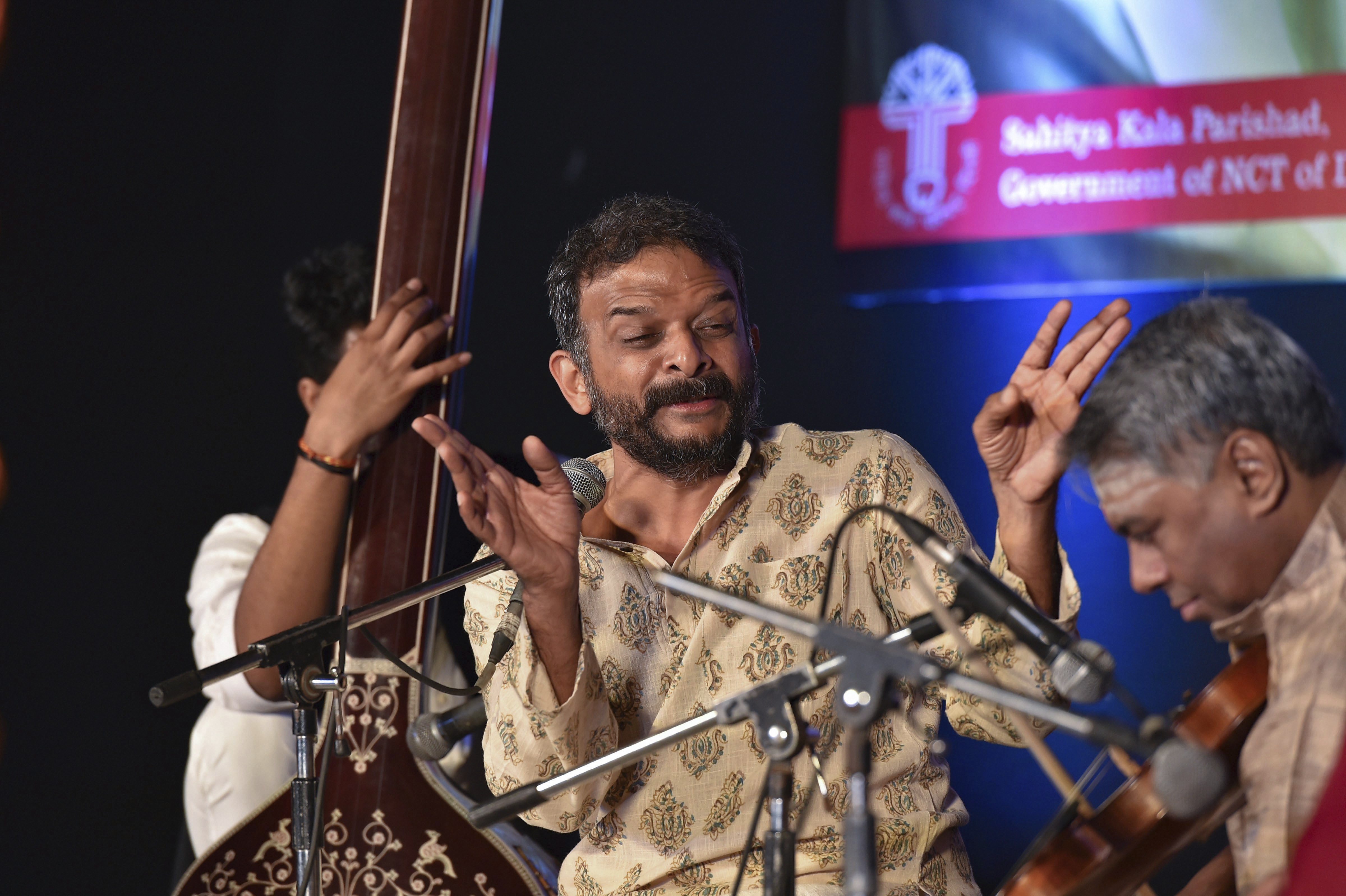 Carnatic music vocalist TM Krishna perform during the concert,