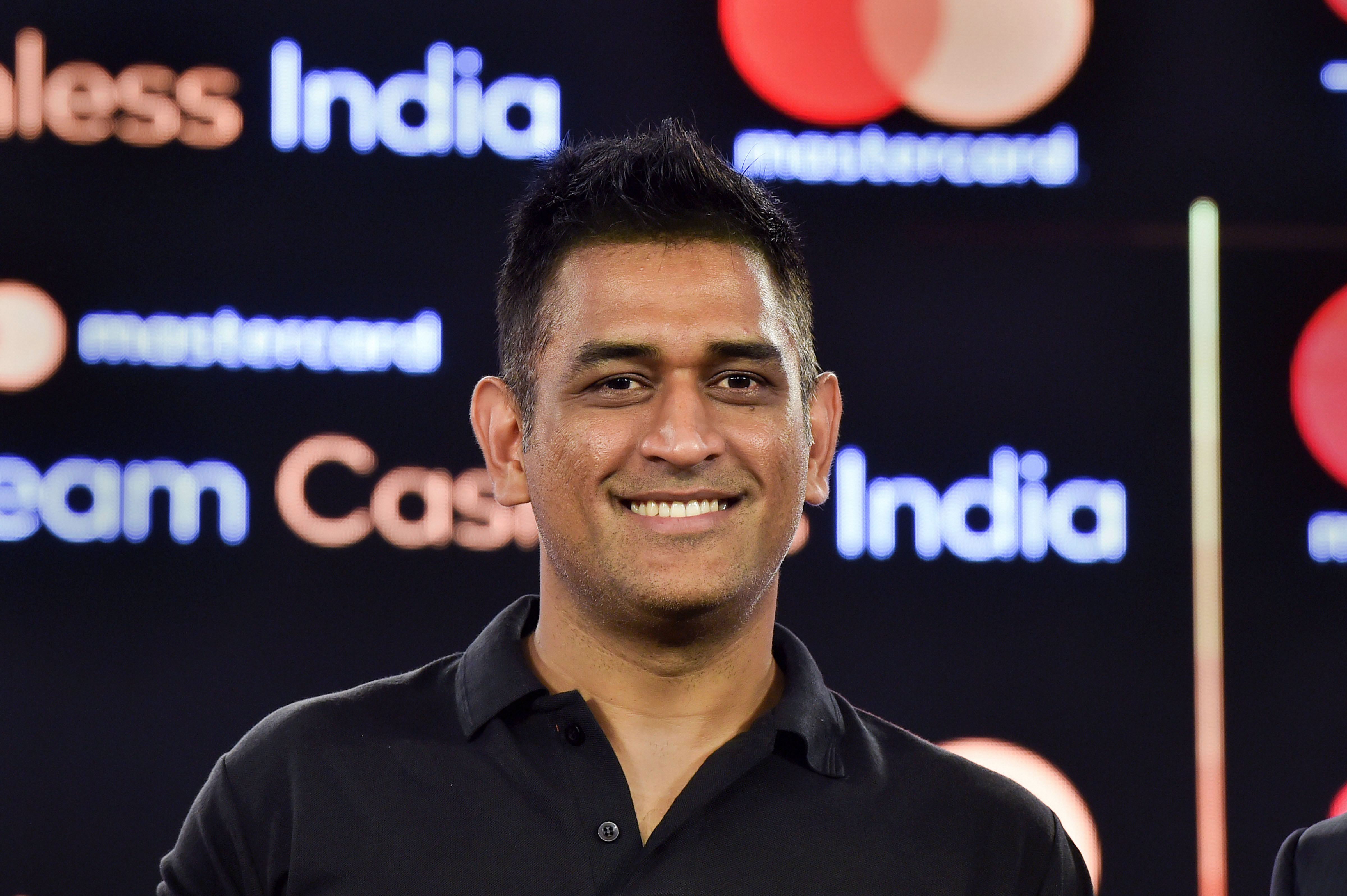 Indian cricketer Mahendra Singh Dhoni during the launch of 'Mastercard Team Cashless India', a nationwide initiative to accelerate and adoption of digital payment - PTI