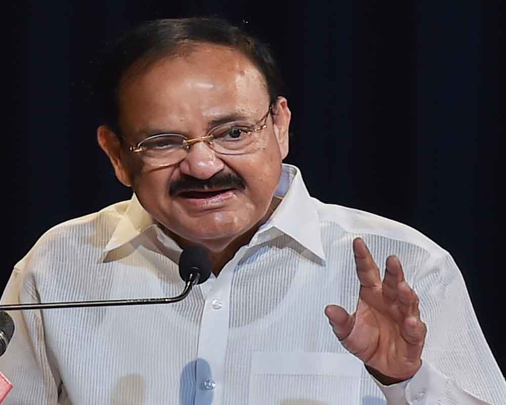 Vice President M Venkaiah Naidu addresses after unveiling the portrait of late former prime minister Atal Behari Vajpayee on his first death anniversary at ICCR (Indian Council for Cultural Relations), in Kolkata - PTI