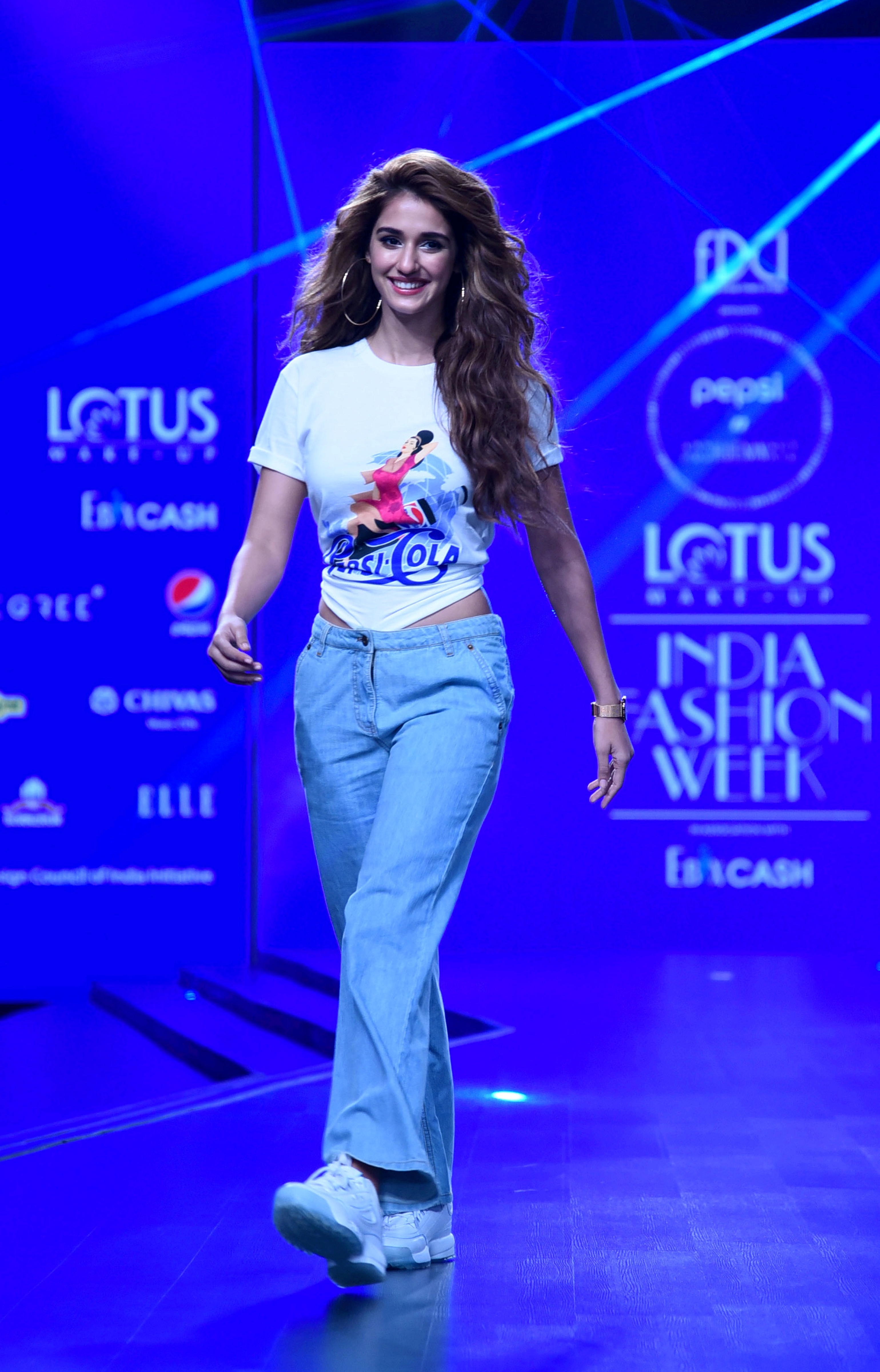 Bollywood actor Disha Patani walks the ramp for beverage brand Pepsi's foray into the world of fashion through a collaboration with homegrown ready-to-wear label, Huemn, at FDCI presents India Fashion Week SS'20 - PTI