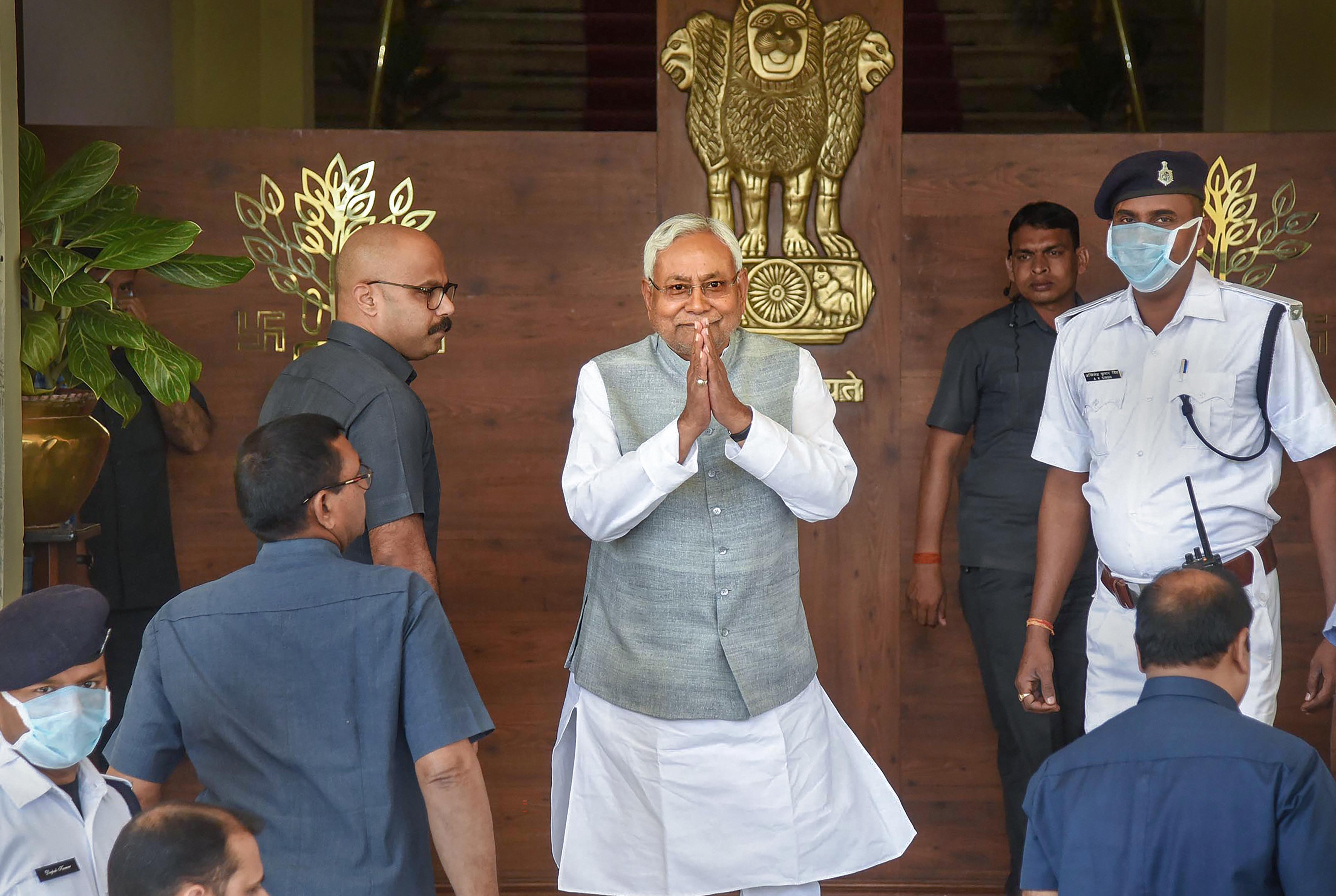 Bihar Chief Minister Nitish Kumar arrives during the ongoing budget session of Bihar Assembly, in Patna-  PTI