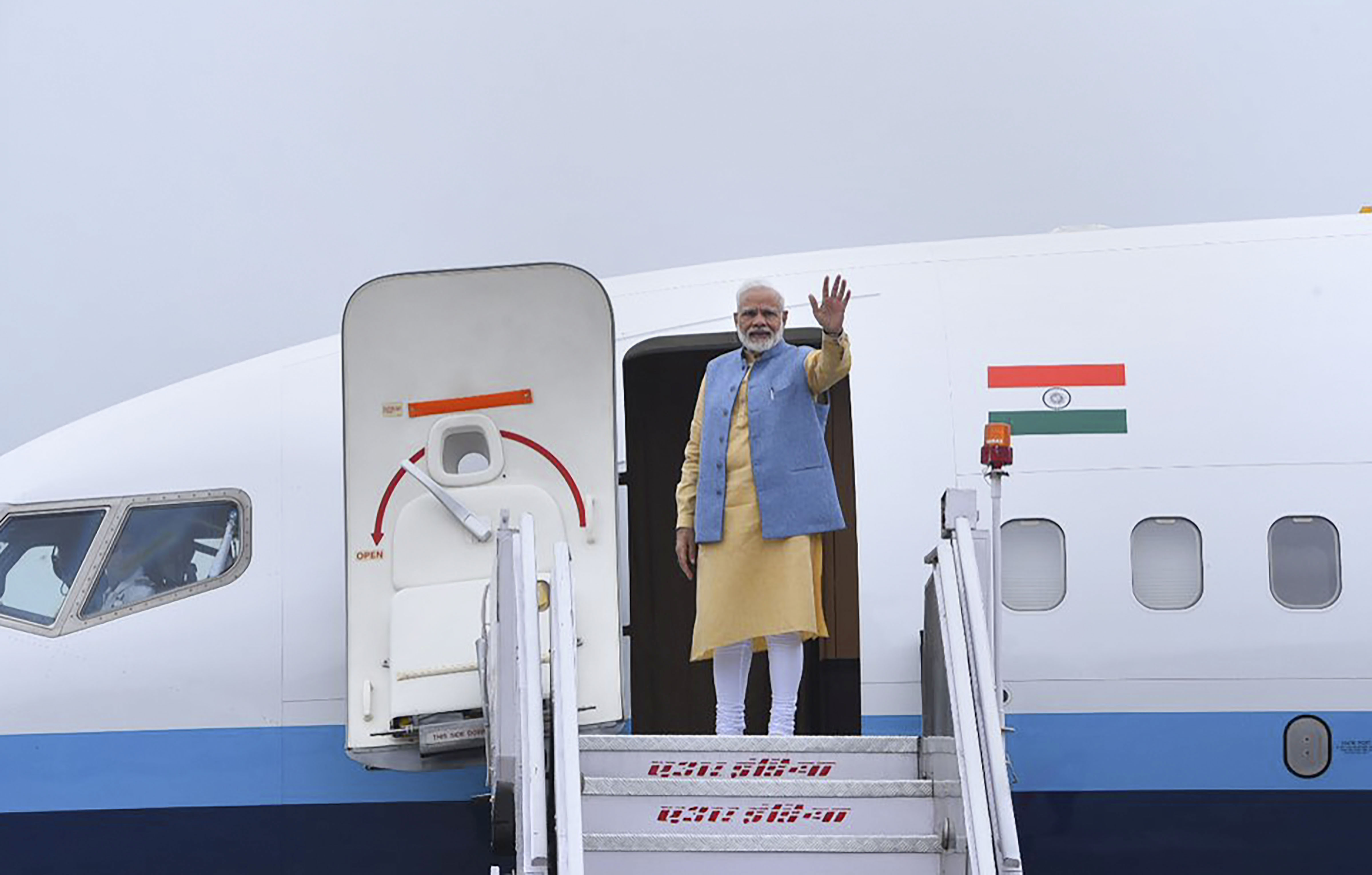 Prime Minister Narendra Modi emplanes for Bhutan on a two-day visit , at AFS Palam in New Delhi - PTI