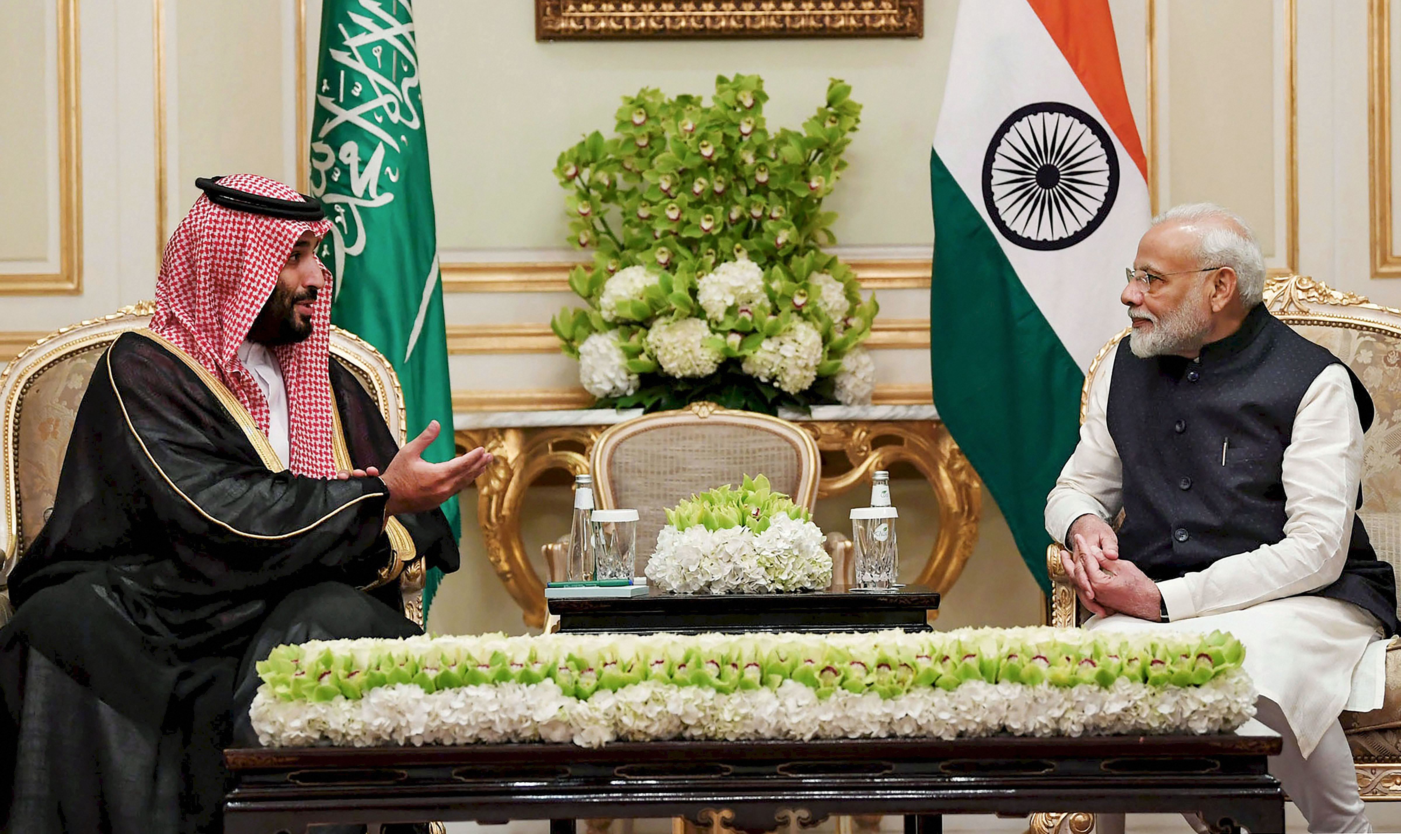 Prime Minister Narendra Modi meets Crown Prince Mohammad Bin Salman Al Saud, in Riyadh - PTI