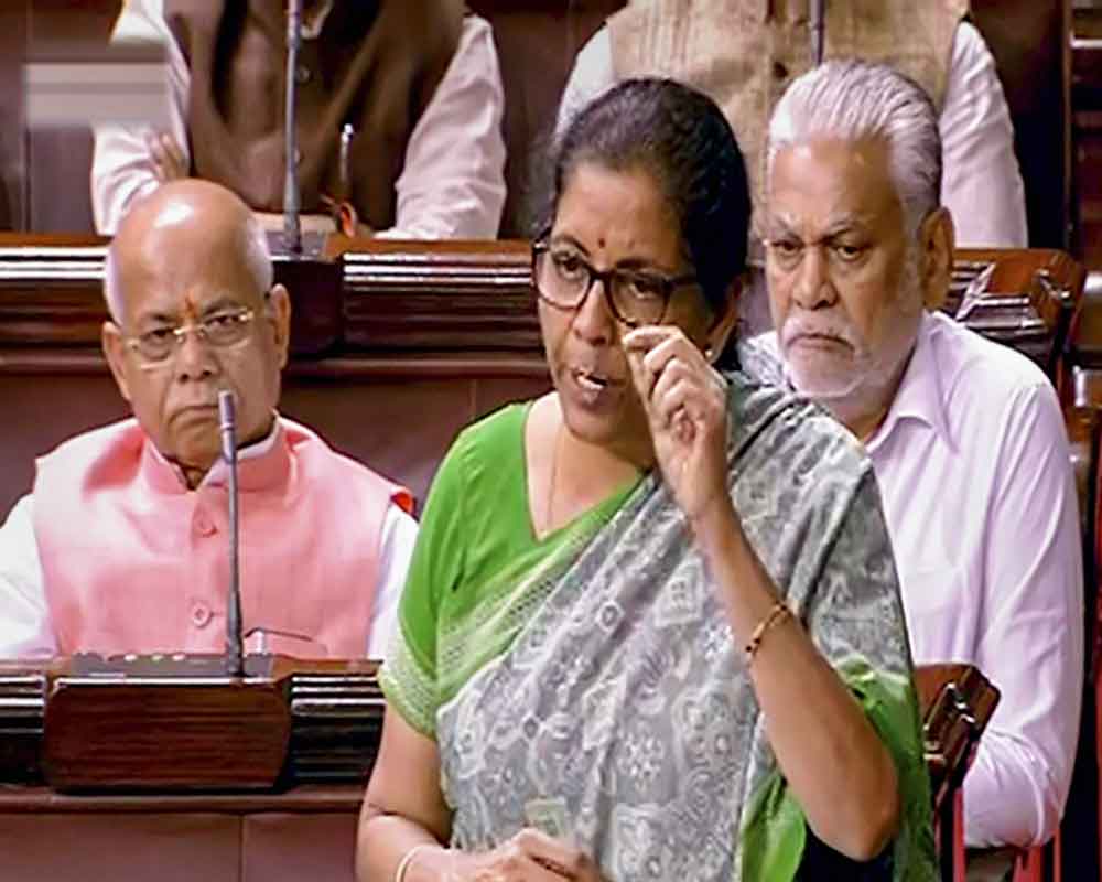 Finance minister Nirmala Sitharaman speaks in the Rajya Sabha during the ongoing Budget Session of Parliament - PTI