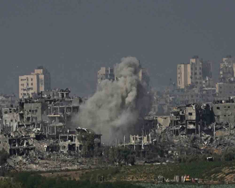 Smoke rises following an Israeli airstrike in the Gaza Strip, as seen from southern Israel - PTI